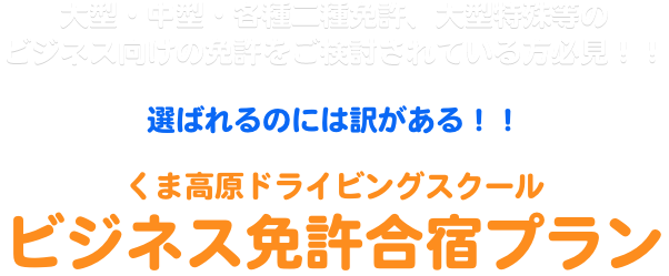 ビジネス免許合宿プラン